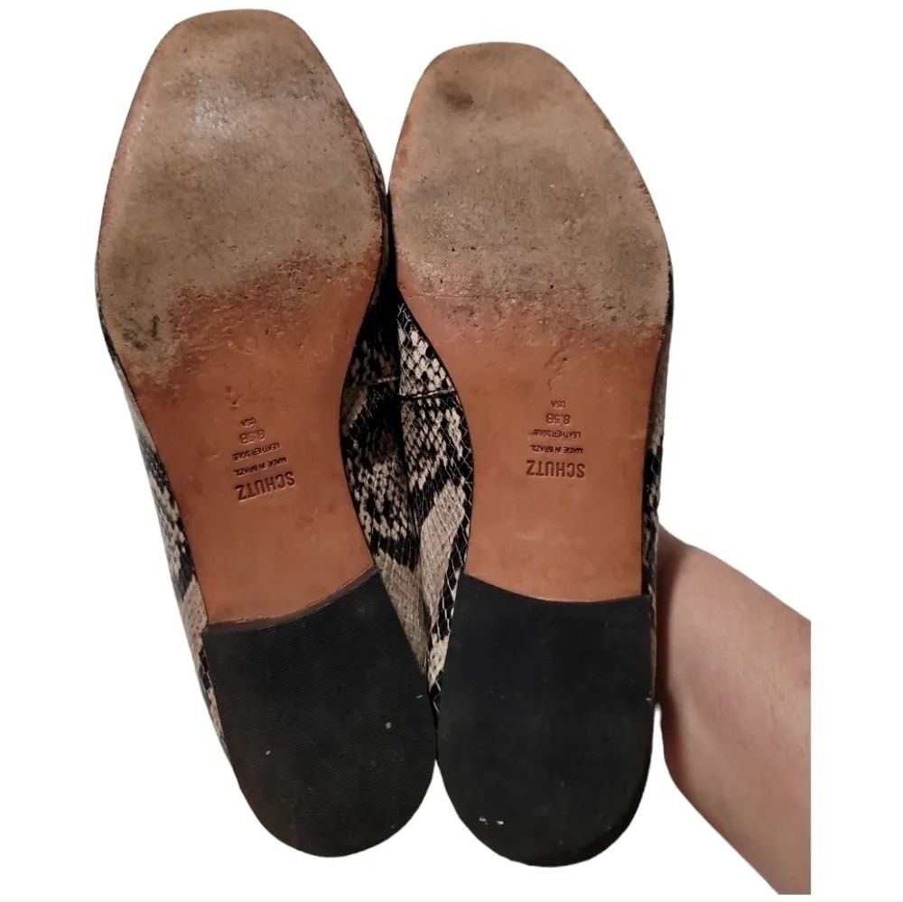 Schutz Snake Print Leather Loafers Shoes Slip-on Square Toe 8.5 - Picture 7 of 8